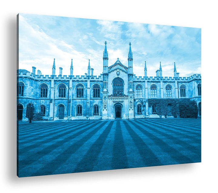 Cambridge Denkmal in der USA Format 80x60 Effekt: Monocrome Blau als Leinwandbild, Motiv fertig gera