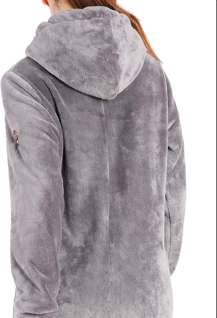 Finchgirl F2001 Damen Jumpsuit Teddy Fleece Einteiler Overall Anzug Flauschig S Dunkelgrau, S Dunkel