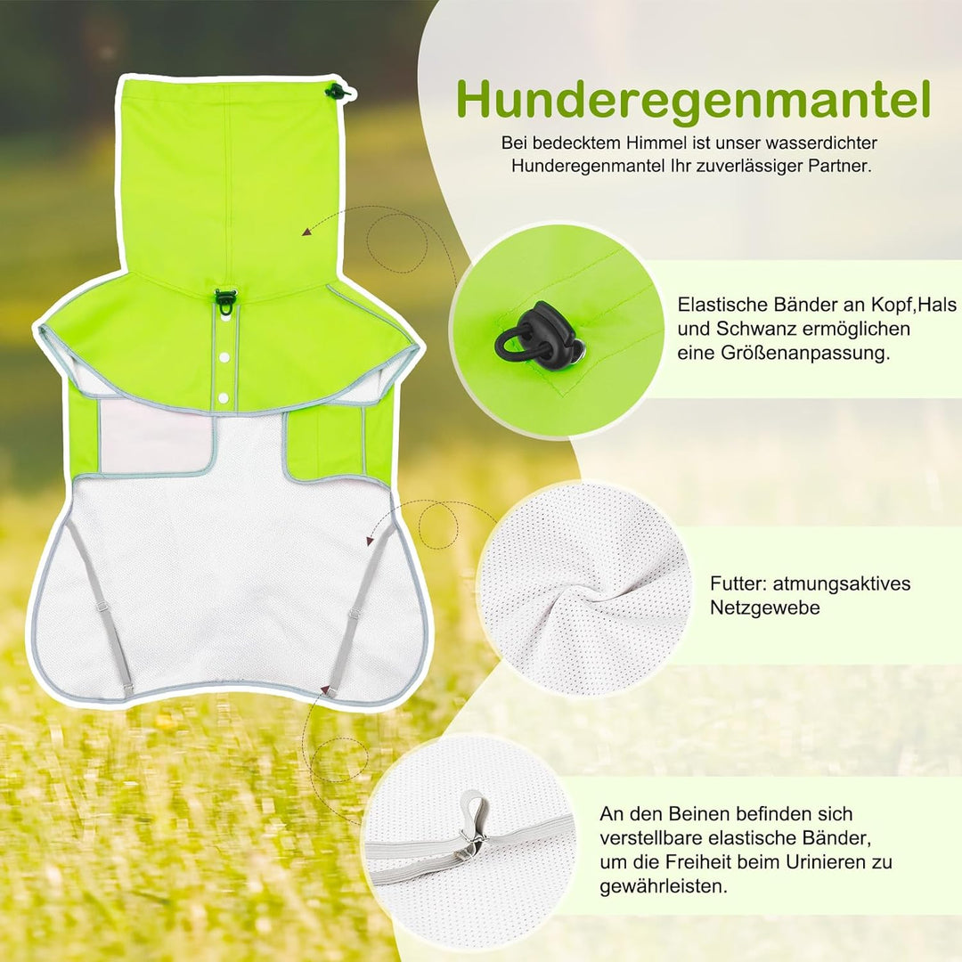 Hunderegenmantel - Wasserdichter Regenjacke für Hunde, Einstellbare Regenmantel für Mittlere, Grosse