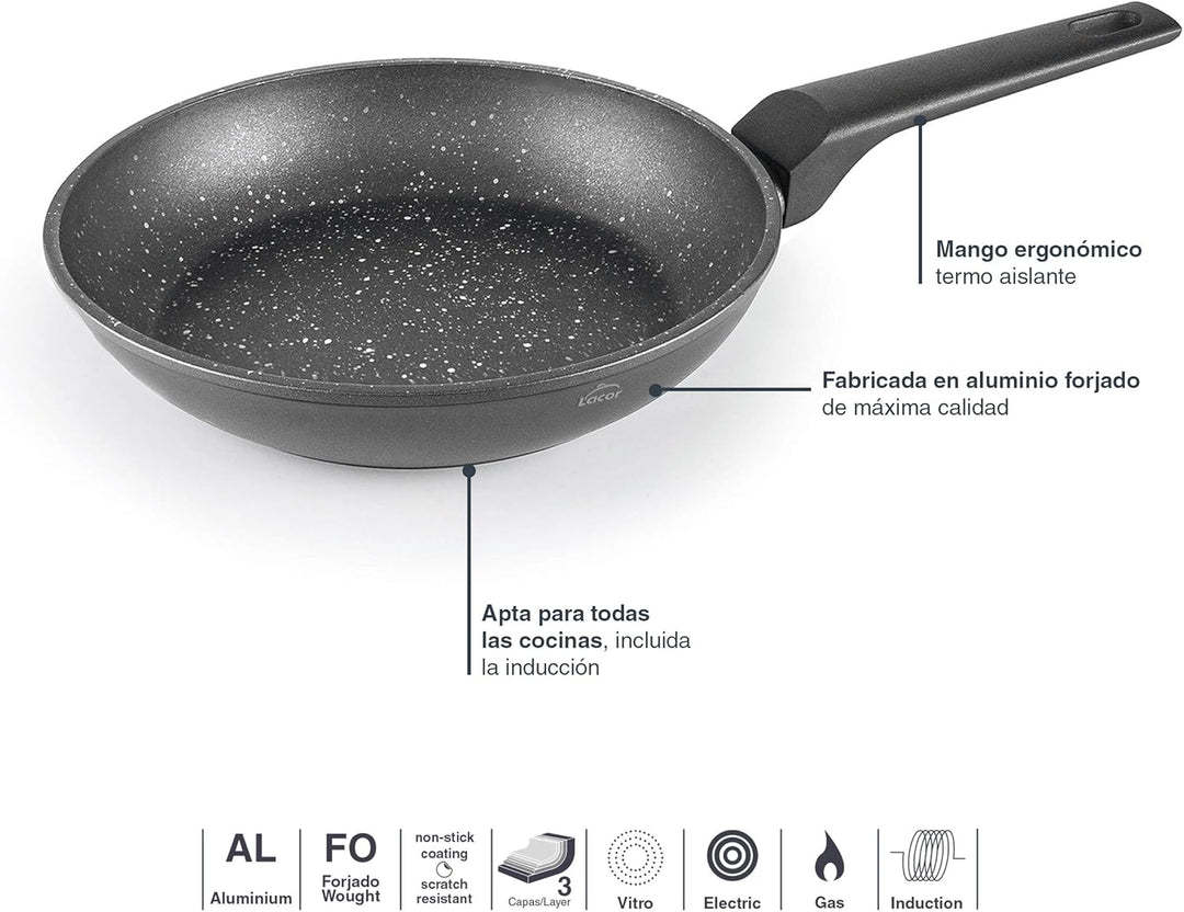 Lacor - 26400 - Set zwei Pfannen geschmiedet Aluminium, Antihaft, geeignet für alle Arten von Küchen
