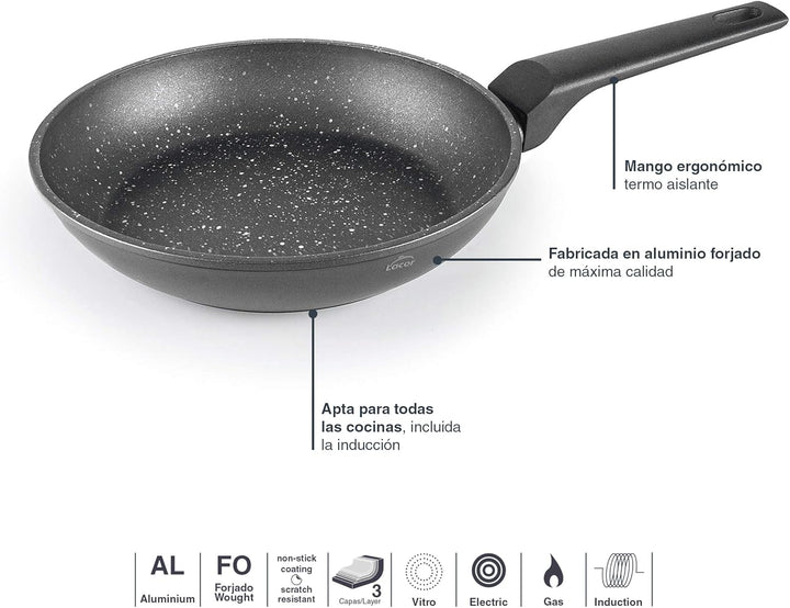 Lacor - 26400 - Set zwei Pfannen geschmiedet Aluminium, Antihaft, geeignet für alle Arten von Küchen