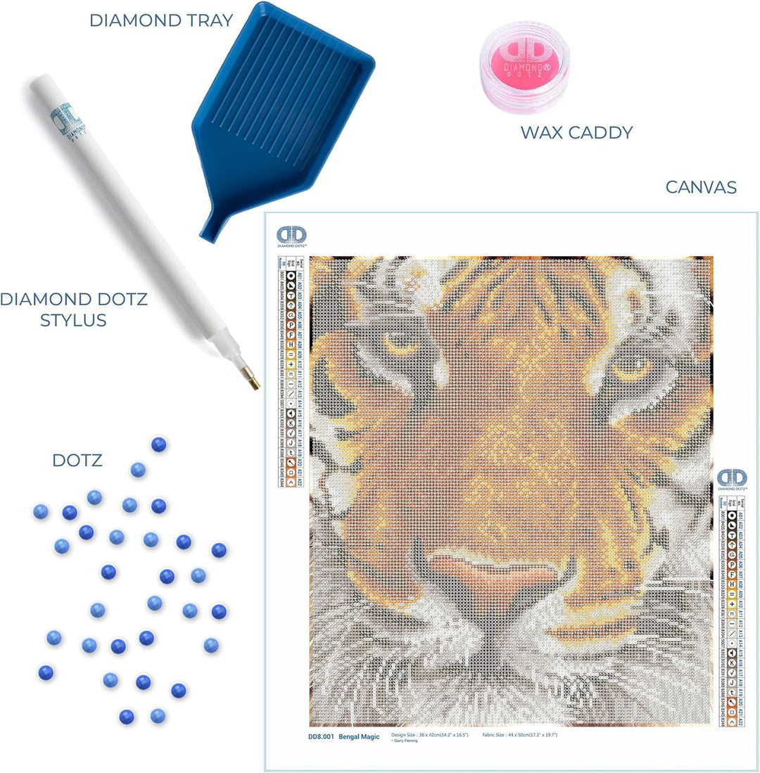DIAMOND DOTZ DD8.001 - Original 5D Diamond Painting Set Bengal Tiger Magie, Kreativset mit 18.250 Di
