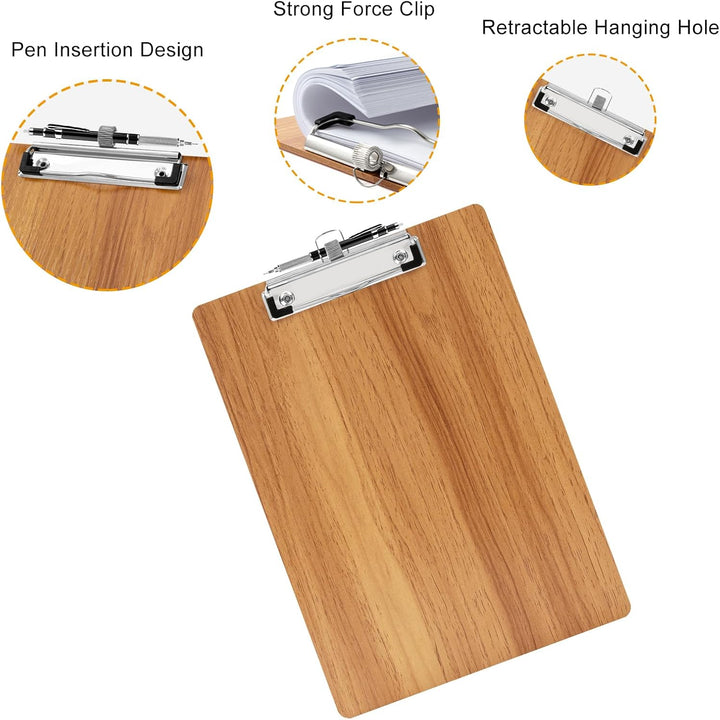 Klemmbrett Holz A5,10 Stück Klemmbrett mit Stifthalter,Wooden Clipboard für Geschäft, Büro, Schule o