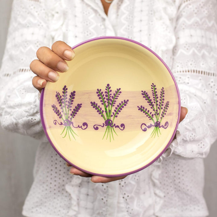 City to Cottage® - Keramik Suppenteller 18.5 cm | Lavendel Motiv | Handgemacht | Keramik Teller Supp