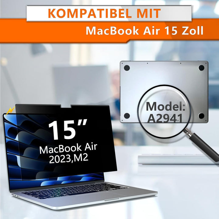 ZOEGAA Sichtschutz Macbook Air 15 Zoll,Anti Blaulicht Blickschutzfolie MacBook air 15 und Abnehmbare