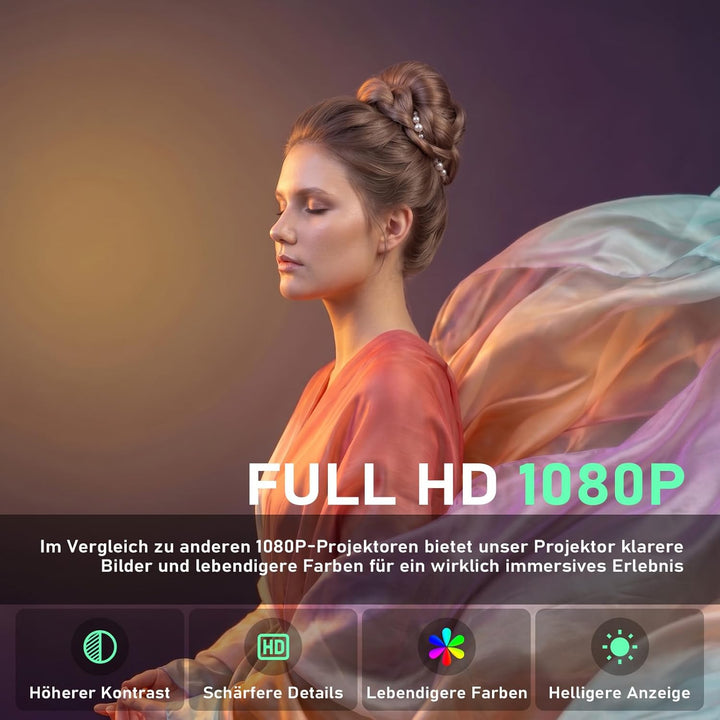 [Netflix-zertifizierter & Elektrischer Focus] Mini Beamer 4K Unterstützung mit WiFi & Bluetooth Proj