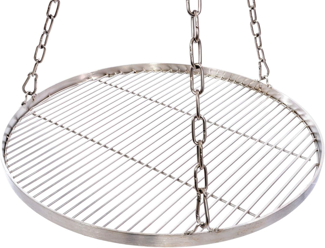 Grillrost 50 cm mit Kette Edelstahl für Schwenkgrill 3 Bein Grill Rost 10 mm Stababstand BBQ