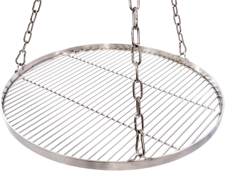 Grillrost 50 cm mit Kette Edelstahl für Schwenkgrill 3 Bein Grill Rost 10 mm Stababstand BBQ