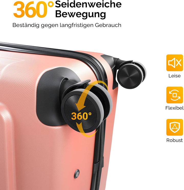 Bonnlo Kofferset 3 Teilig, Hartschale Koffer Set, Reisekoffer mit 4 Rollen, ABS-Trolley M-L-XL, mit