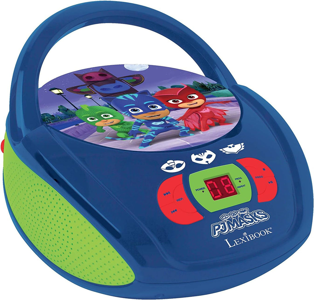 Lexibook PJMAsks Boombox CD-Player, AUX-Eingangsbuchse, AC-Betrieb oder Batterie, Blau/Schwarz, RCD1