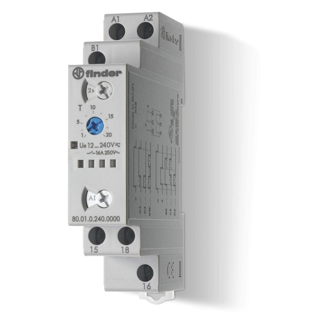 Finder 800102400000PAS Multifunktions-Zeitrelais, Multispannungseingang, RT I, 16 A 12 - 240 VAC/DC,