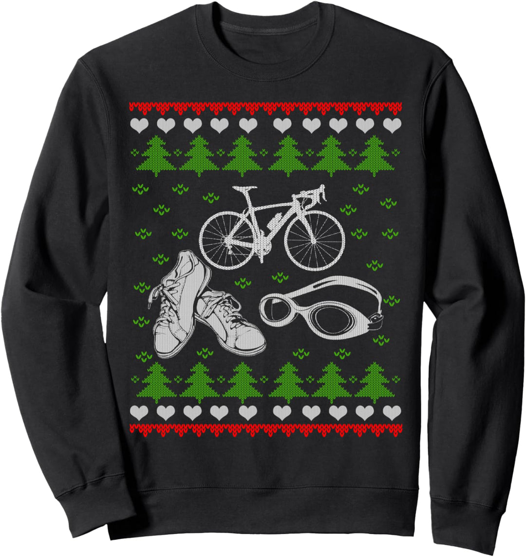 Triathlon Ugly Christmas Weihnachtsfeier Triathlet Motiv Sweatshirt