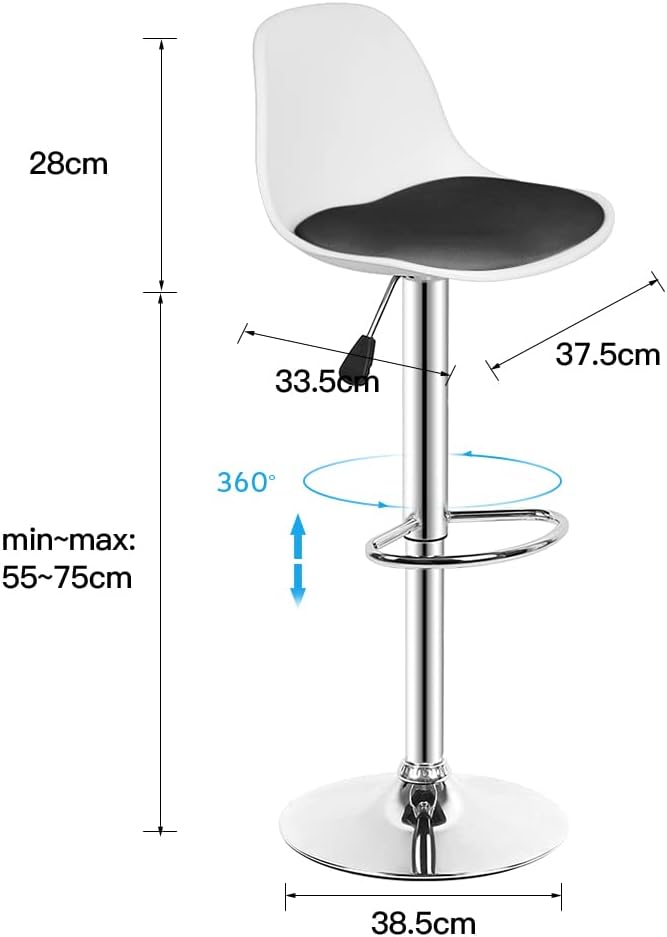 DDMINE 8er Set Barhocker mit Polster Gepolsterter Drehhocker mit Luftheber-Design, Kunstleder Barstu