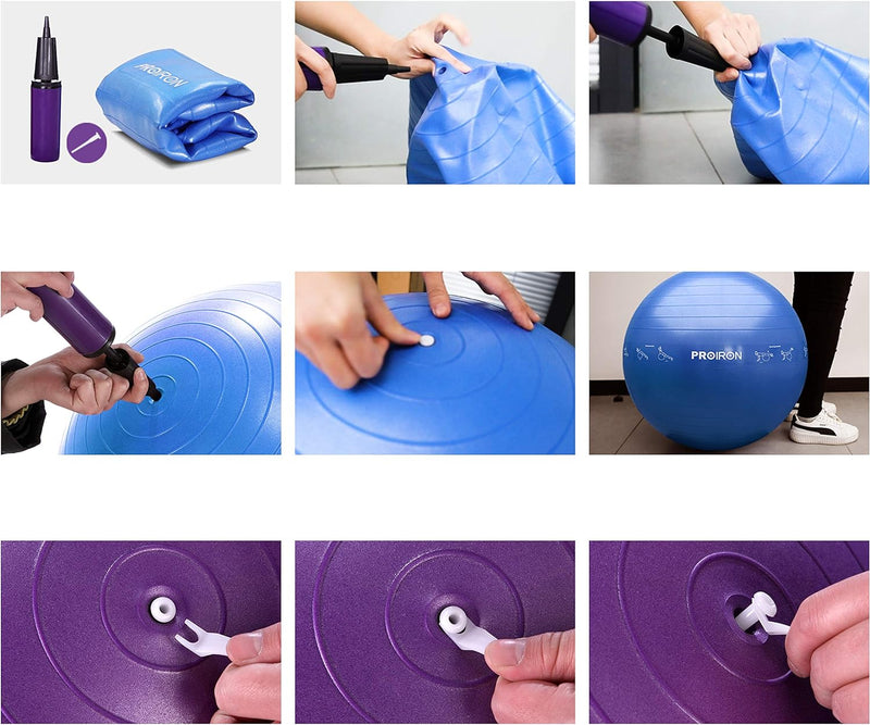 PROIRON Gymnastikball Pezziball Sitzball Trainingsball Fitnessball & Balance für Core-Training mit P