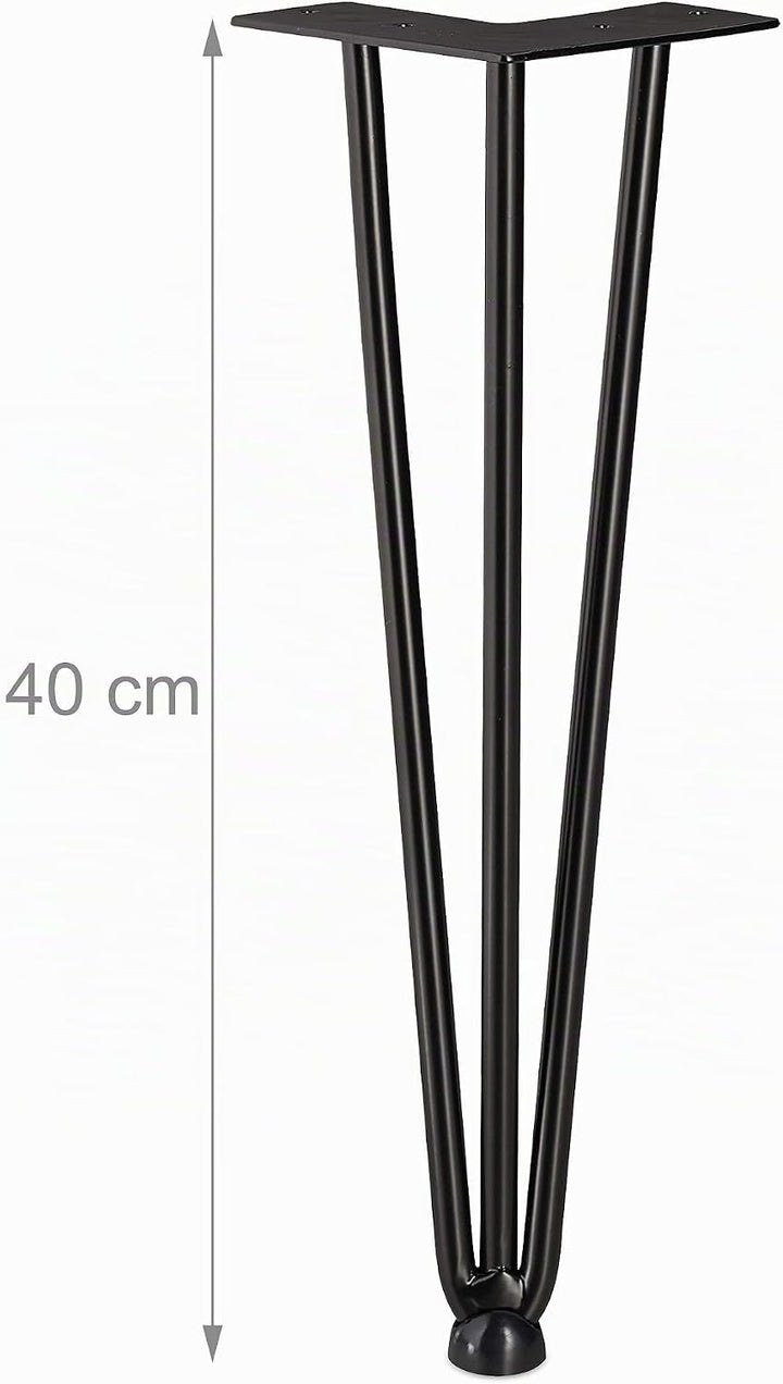 Relaxdays Hairpin Legs, 4er Set, 3 Streben, Metall, Haarnadel Tischbein für Hocker, Tisch &amp; Schrank,