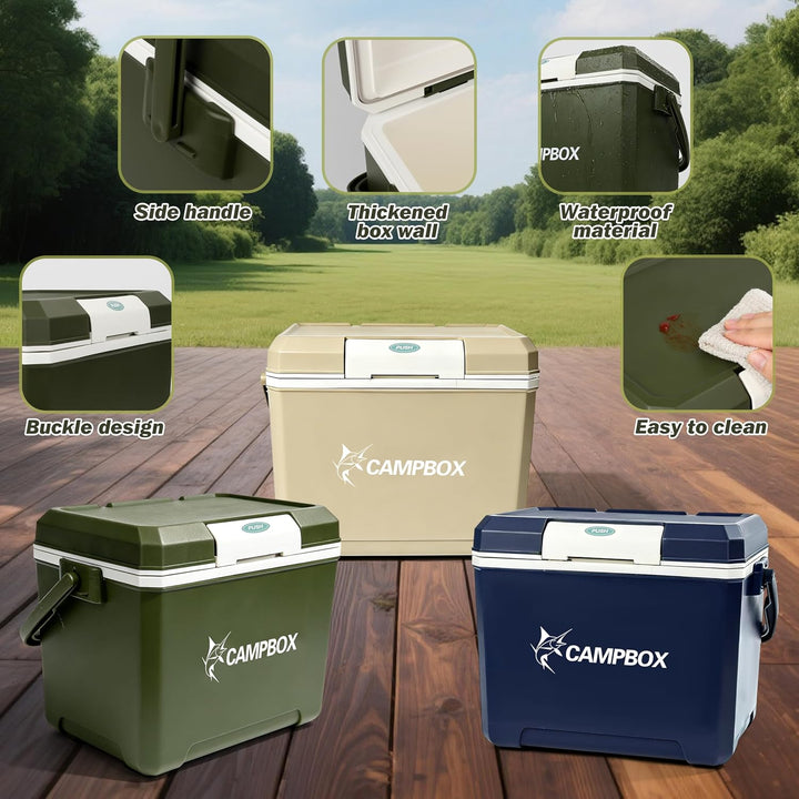 JONRRYIN Kühlbox, Passiv-Kühlbox 24 Liter Bis zu 12 Std. Kühlung, Mobile Cooler Box mit 2 Kühlakkus,