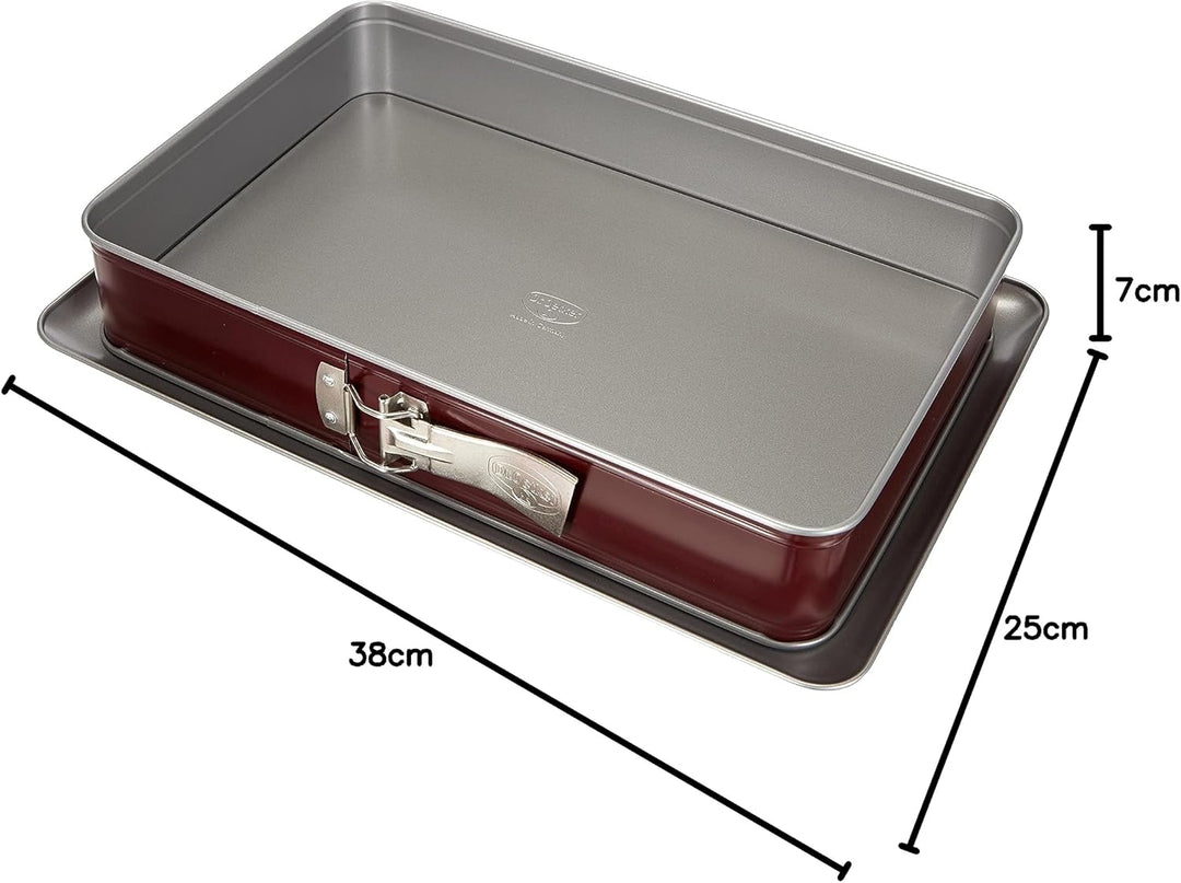 Dr. Oetker Rechteck-Springform 38 x 25 cm Bicolor, eckiges Kuchenblech mit zweifarbiger Antihaftbesc