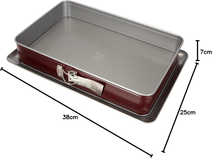 Dr. Oetker Rechteck-Springform 38 x 25 cm Bicolor, eckiges Kuchenblech mit zweifarbiger Antihaftbesc