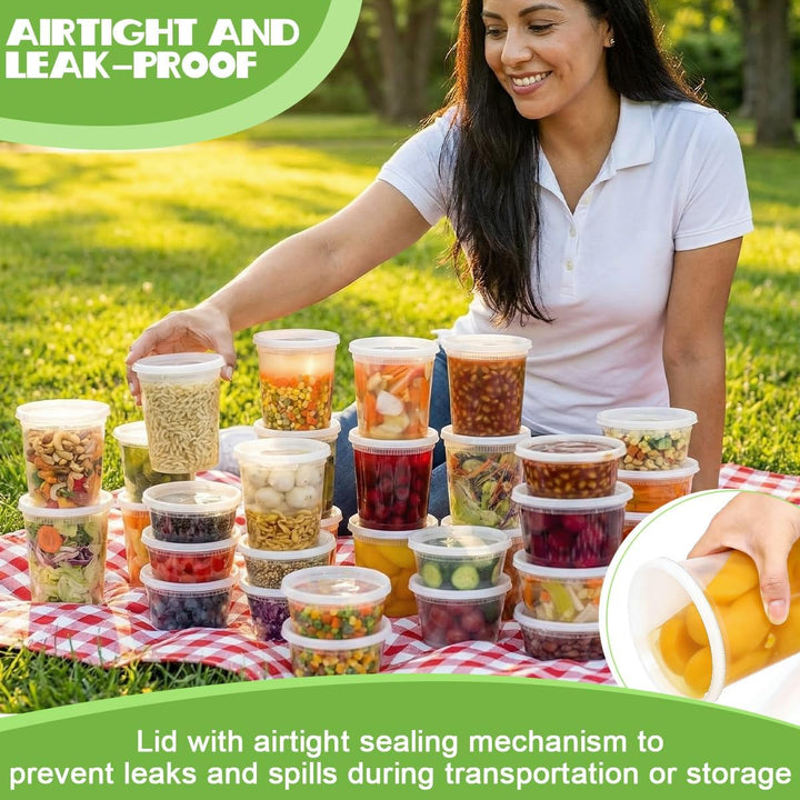 Kleemeiero 50 Sets Frischhaltedosen mit Deckel Vorratsdosen 8, 16, 32 oz Deli Container Luftdichte K