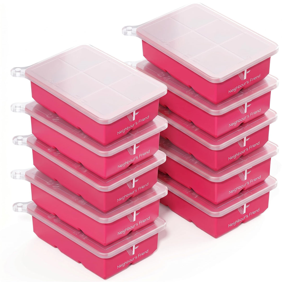 Neighbour’s Friend® Pinke Eiswürfelform XXL – Stylische Eiswürfelform aus Platinsilikon mit Deckel –
