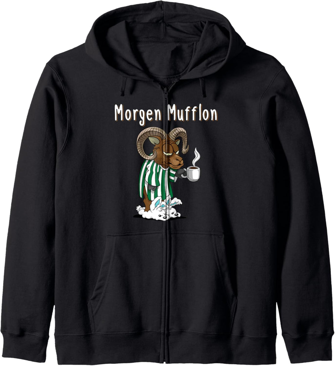 Lustiges Morgen Mufflon Morgenmuffel Kaffee Geschenk Kapuzenjacke