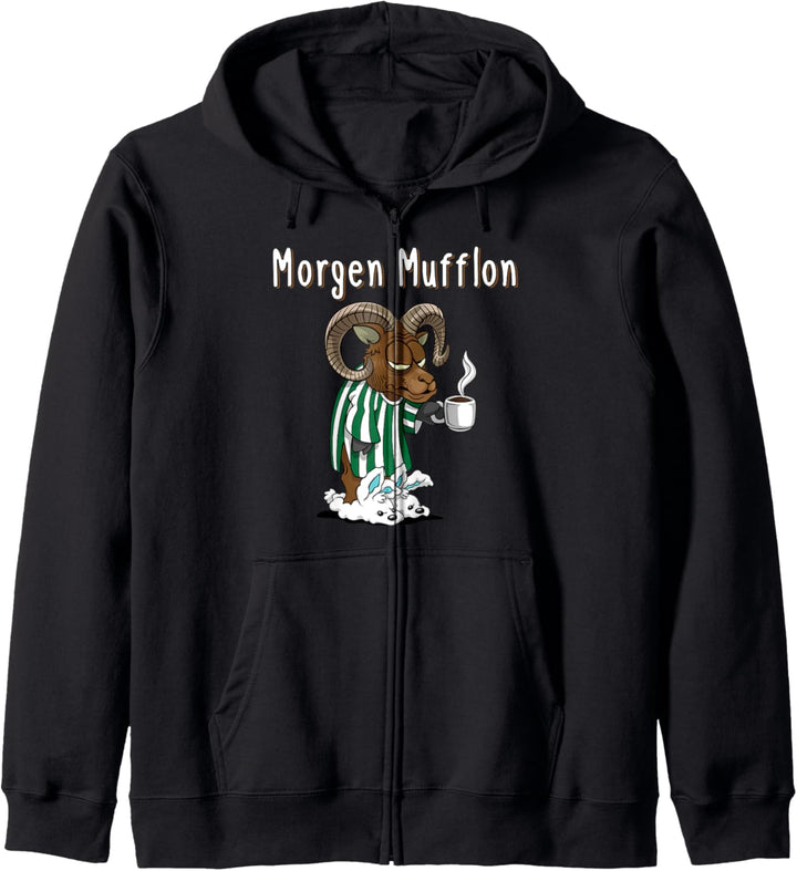 Lustiges Morgen Mufflon Morgenmuffel Kaffee Geschenk Kapuzenjacke