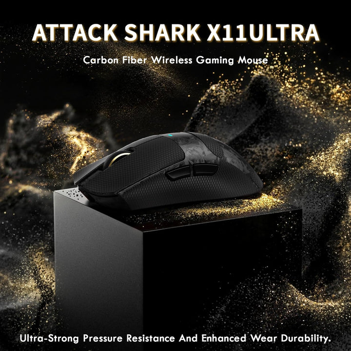 ATTACK SHARK X11 Ultra Kabellose Gaming-Maus mit C06 Ultra LED-Kabel, Carbonfaser-Verbundgehäuse, 54