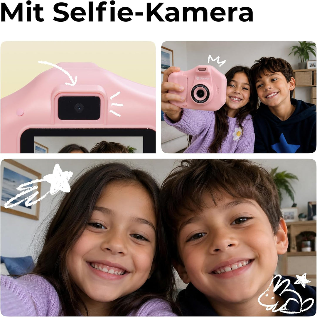 Denver KPC-1370P Sofortbildkamera Kinder mit 2,8" Display | Sofortdruck Kamera für Kinder | Kinderka