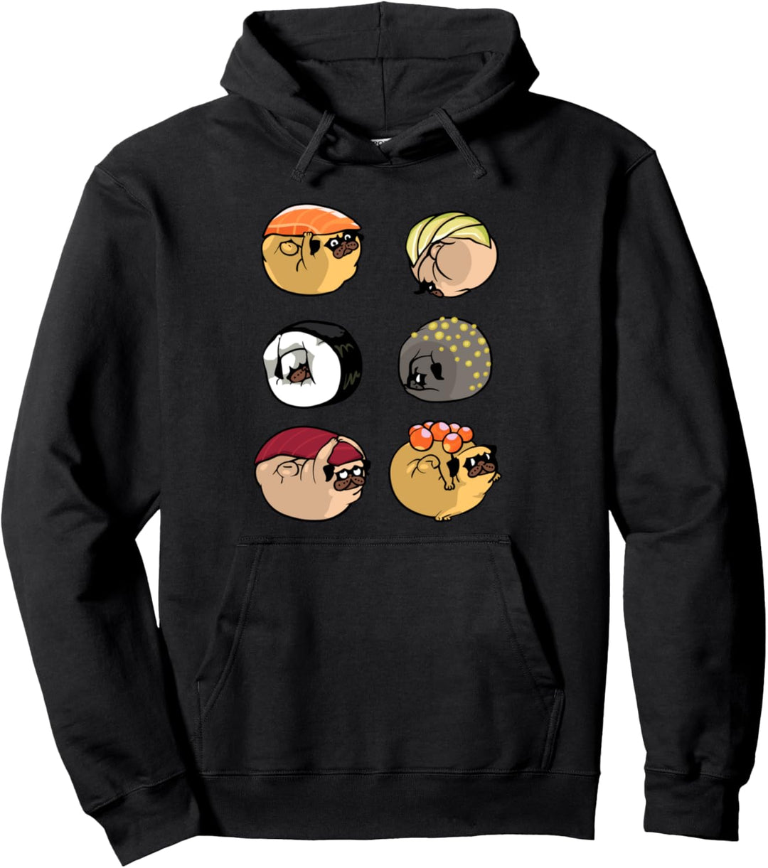 Roll Sushi Pug Pullover Hoodie