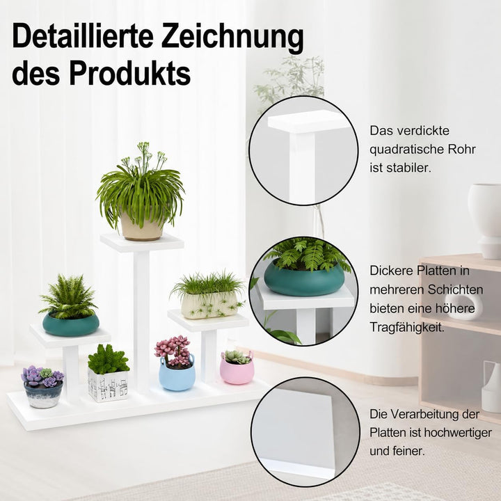 Pflanzenständer Fensterbank Innen, 4 Ebenen Blumenständer Klein, Sukkulenten Regal aus Metall und Ho