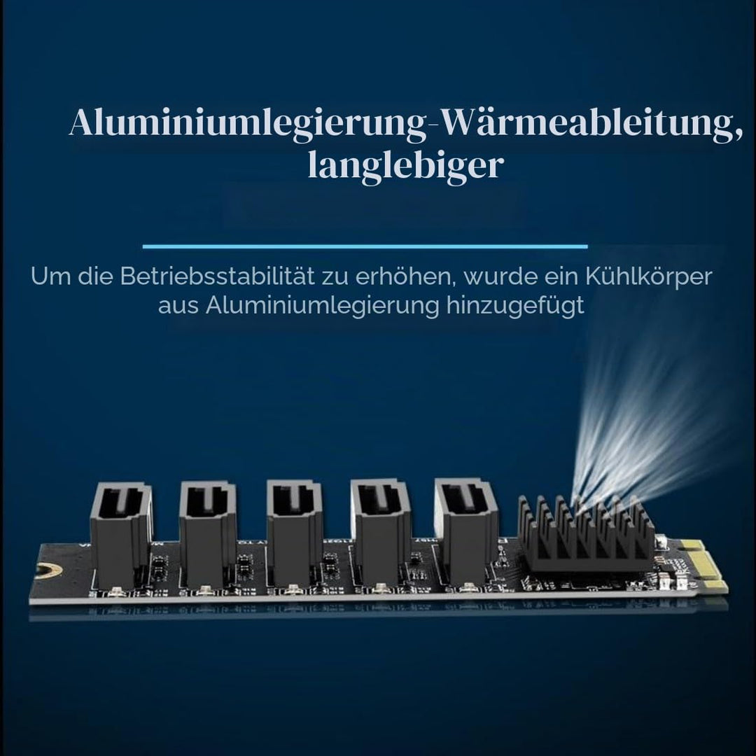 chenyang 5 Ports M.2 auf SATA Adapter, B+M Key NGFF 1 auf 5 SATA 3.0 Port Erweiterungskarte mit JMB5