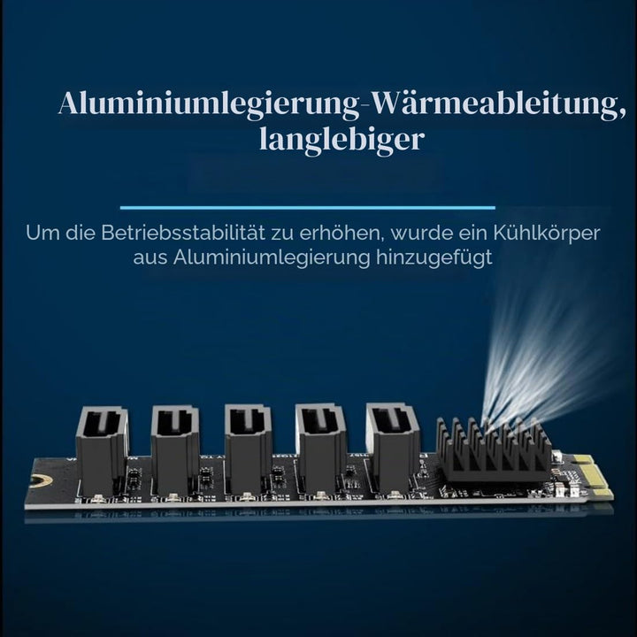 chenyang 5 Ports M.2 auf SATA Adapter, B+M Key NGFF 1 auf 5 SATA 3.0 Port Erweiterungskarte mit JMB5