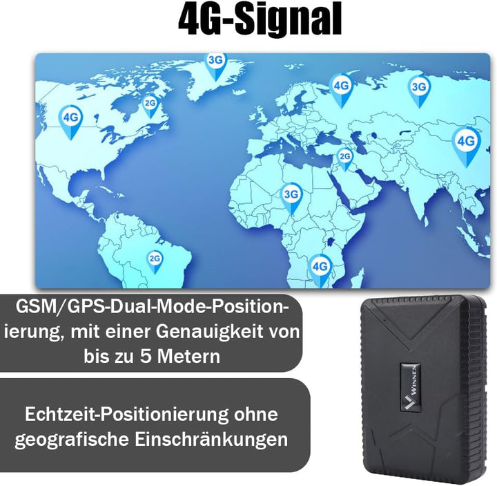 Winnes GPS Tracker 4G GPS Tracker Auto Bereitschaft 90 Tage mit Kostenlosen Apps GPS Tracker Für Pkw