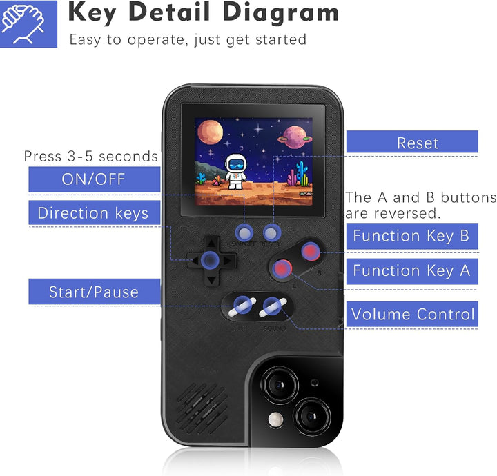 Chu9 Game Phone Case, 168 Eingebaute Kleine Videospiele Schwarz Kompatibel mit iPhone 13 Pro Max for
