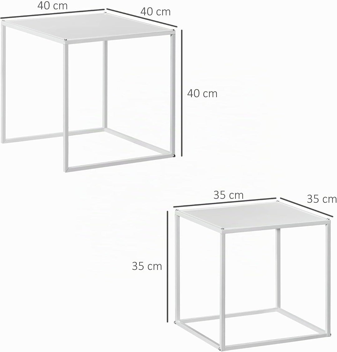 HOMCOM Couchtisch Quadratisch 2er Set, Satztisch Modern Wohnzimmertisch Stapelbar Kaffeetisch Beiste