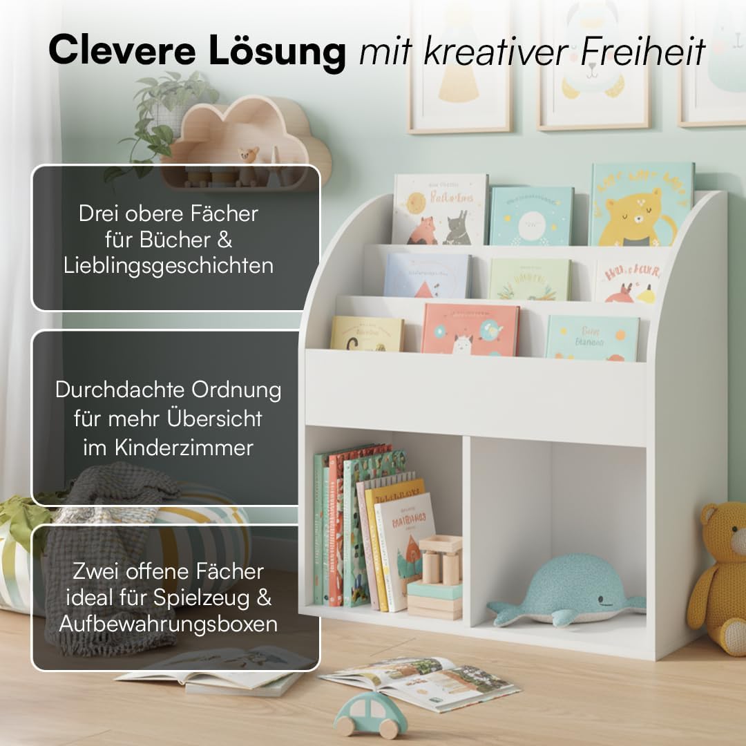 Bellabino Kinderregal Koro, Spielzeug Aufbewahrung, Bücherregal für Ki –  techstudio.ch