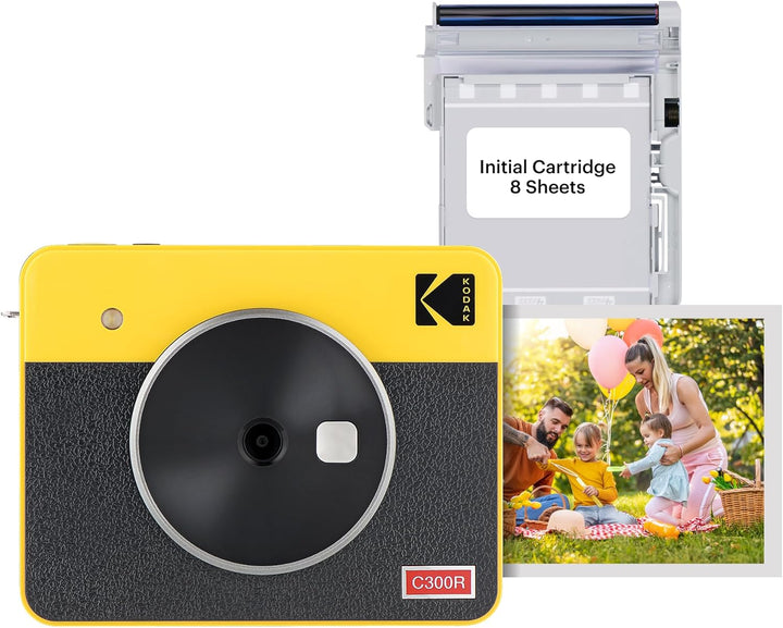 KODAK Mini Shot 3 Retro 4PASS 2-in-1 Sofortbildkamera und Fotodrucker (7,6x7,6cm) + 8 Blatts, Gelb M
