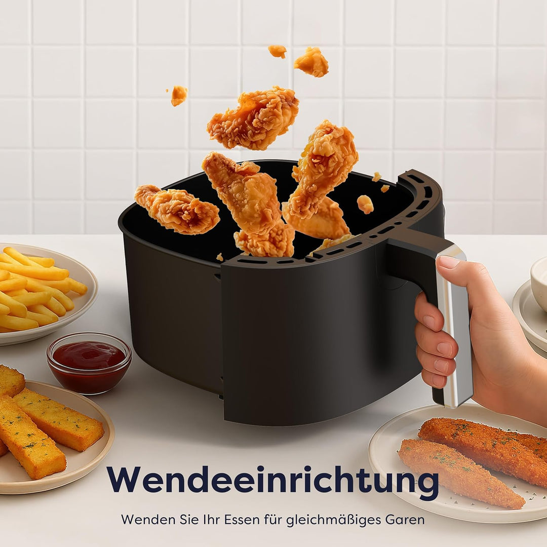 CIARRA Heissluftfritteuse mit digitalem Touchpanel, 5 l, benötigt kein Öl, Heissluftfrittieren, extr