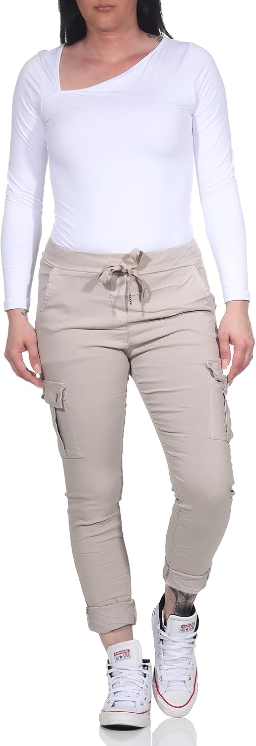 MATY FASHION Damen Hose Stretch Sweatpants aus Baumwolle Jogginghose Denim für Freizeit Boyfriend Ba