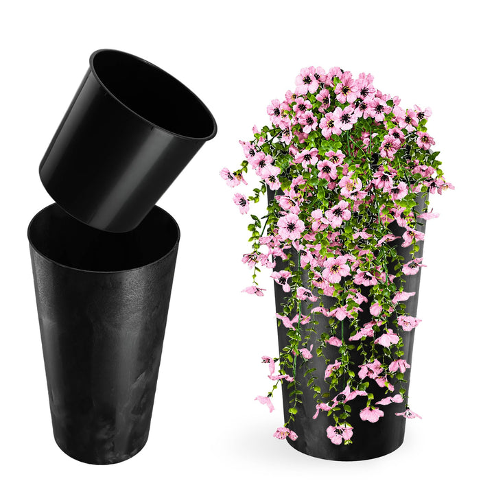 KADAX Blumentopf mit Holzspänen, eleganter Übertopf mit herausnehmbarer Einlage, Blumentopfschutz fü