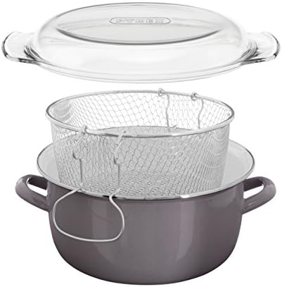 Premier Housewares 0102117 Fritteuse, Glas, Metall, 5 liters, grau, H16 x W33 x D27cm Grau Fritteuse