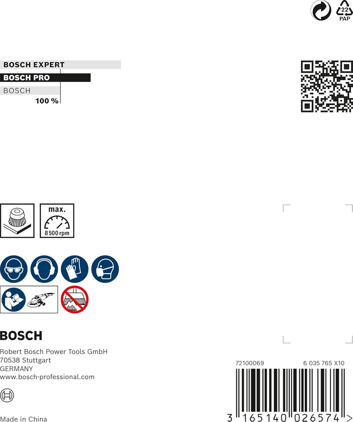 Bosch Accessories Bosch Professional 1x Topfbürste (Ø 100 mm, M14, 0.8mm, Gezopfter Stahldraht, Zube