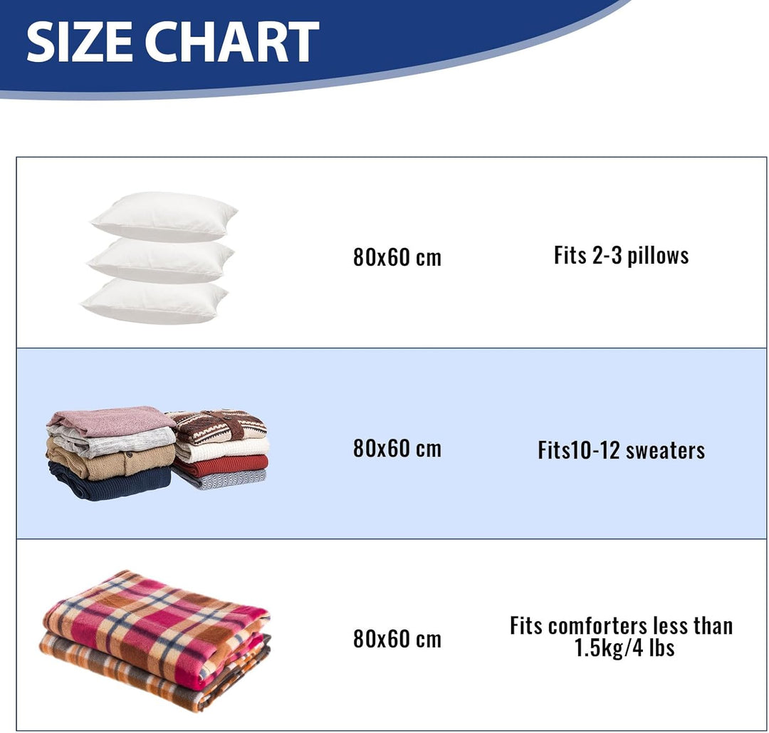 Chuner 10er Set Vakuumbeutel für Bettdecken - 80 x 60 cm, mit Luftdichtem Ventil und Handpumpe - BPA