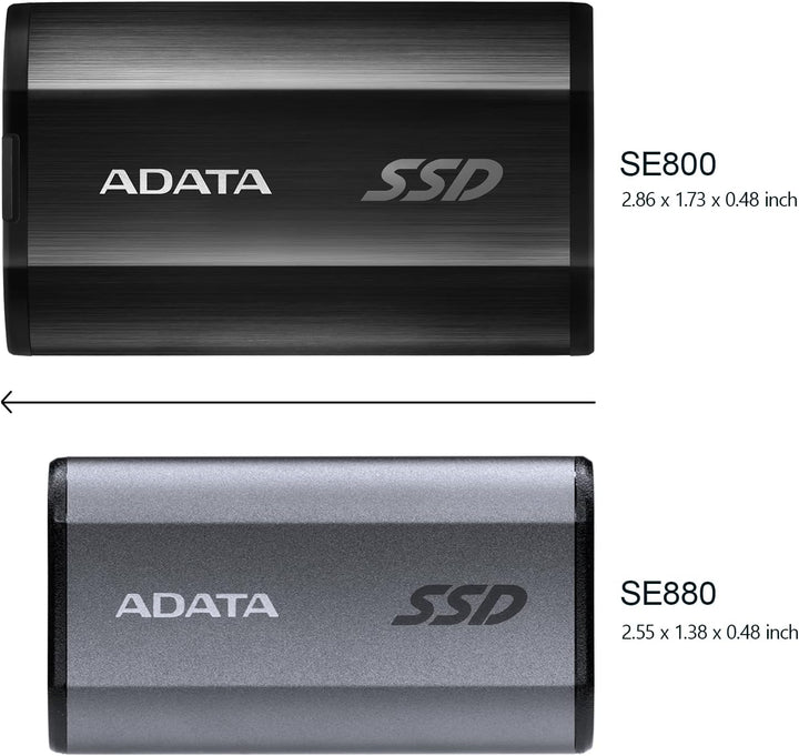 ADATA SE880 512 GB SSD, grau, USB-C 3.2 Gen 2x2 (20 Gbit/s) 500GB, 500GB