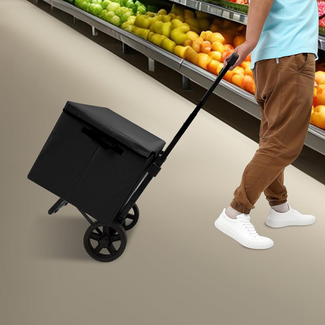 64L Einkaufstrolley Klappbar, Shopping-Trolley mit 2 Rädern, Transporttrolley mit Abnehmbare Einkauf