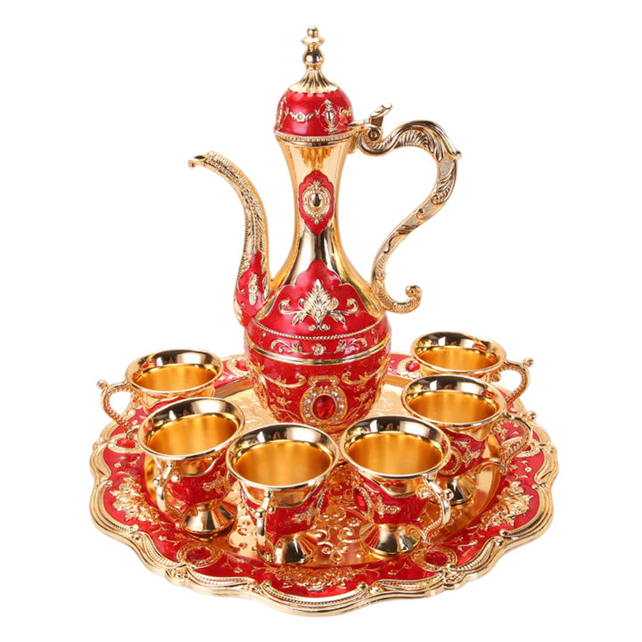 Marokkanisches Teeservice, 6-teilig, türkisches Kaffeetassen-Set mit Kanne, Vintage-Küchenzubehör fü