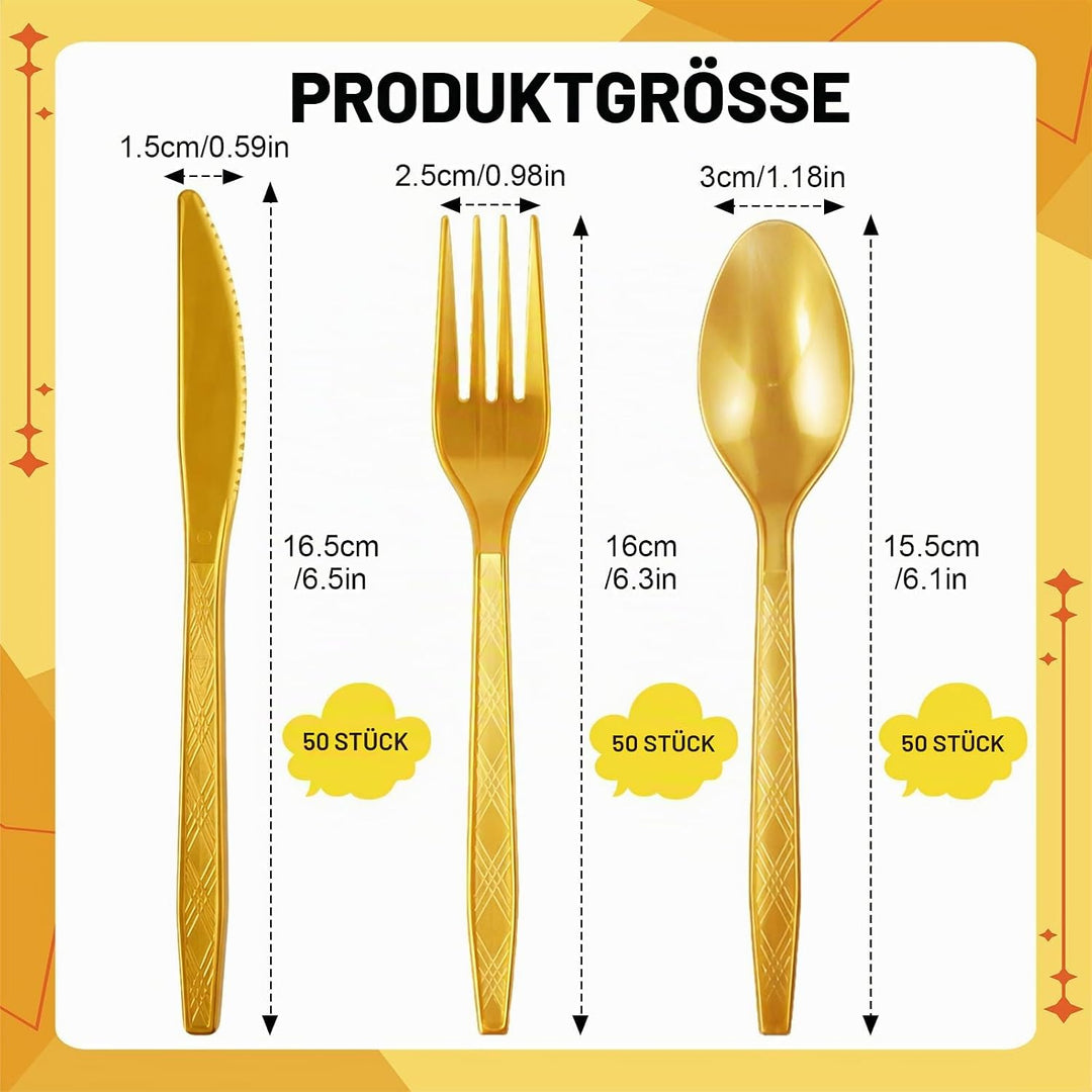 150 Stück Wiederverwendbaren Besteck Set, Party Besteck Mit Gabeln Messer Und Löffel Reusable Für Fa