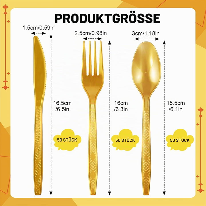150 Stück Wiederverwendbaren Besteck Set, Party Besteck Mit Gabeln Messer Und Löffel Reusable Für Fa