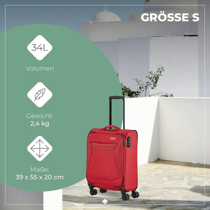 travelite 4-Rad Koffer Set Weichschale, Grössen L/M/S, Serie CHIOS Trolley Set in zeitloser Optik, H