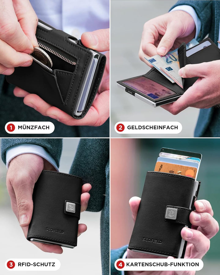 NEU 2022 Design: Pop Up Kreditkartenetui für 10 – 12 Karten mit Münzfach I Kartenetui I RFID Schutz